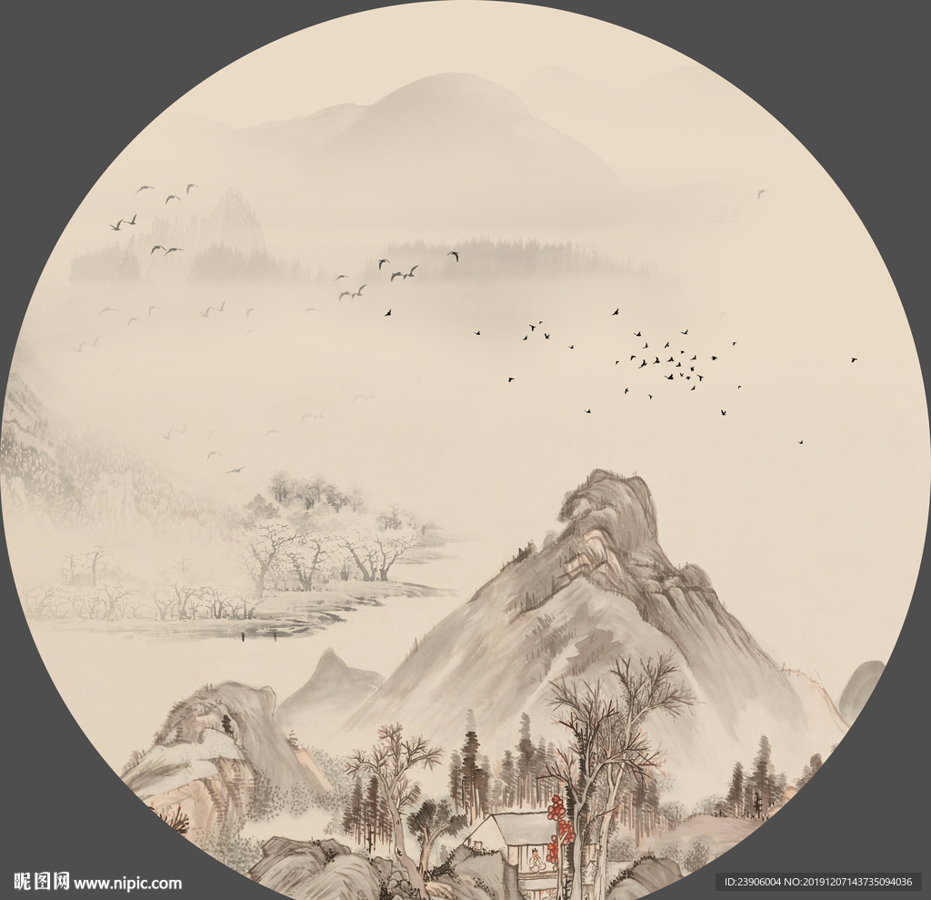 水墨山水画 禅意画 无框画