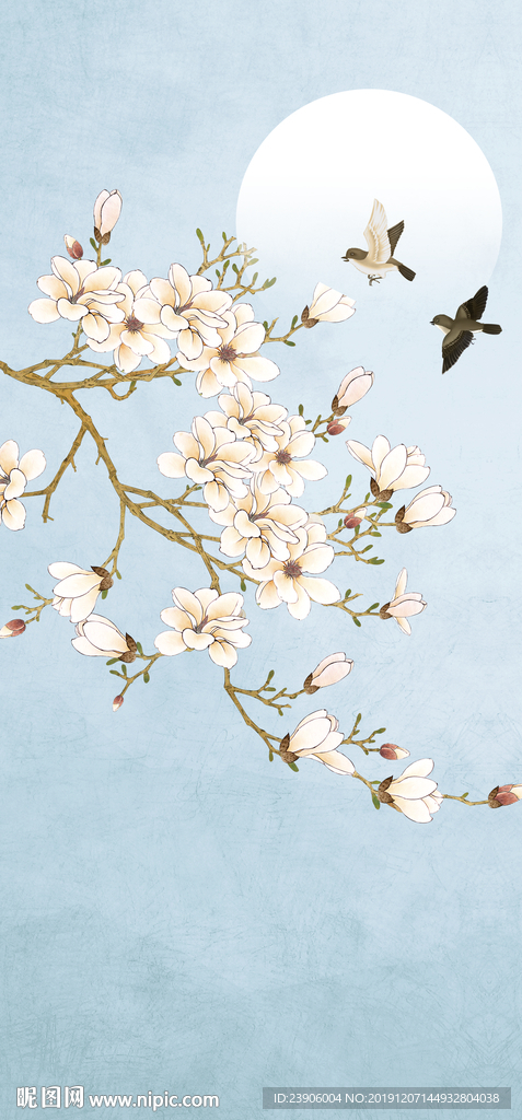 工笔花鸟玄关装饰画