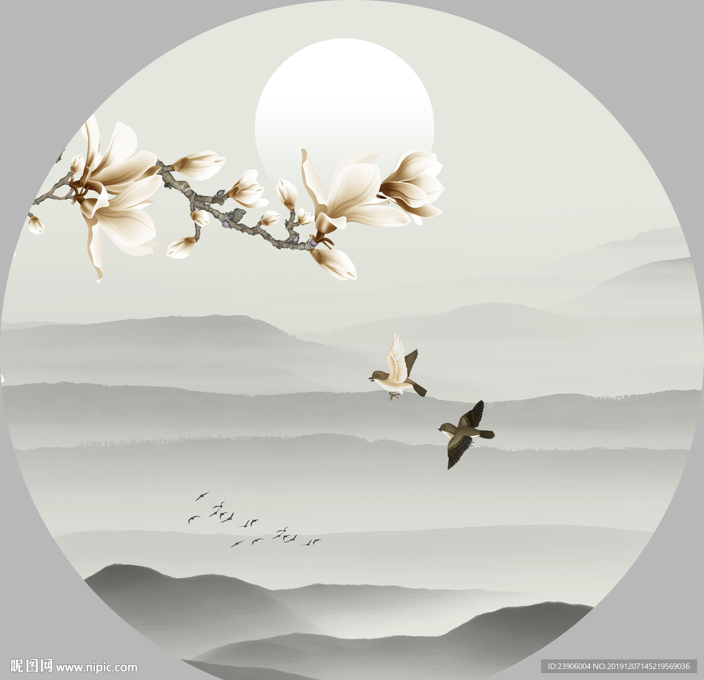 水墨山水花鸟装饰画