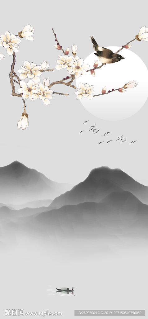 手绘花鸟装饰画 花鸟山水画