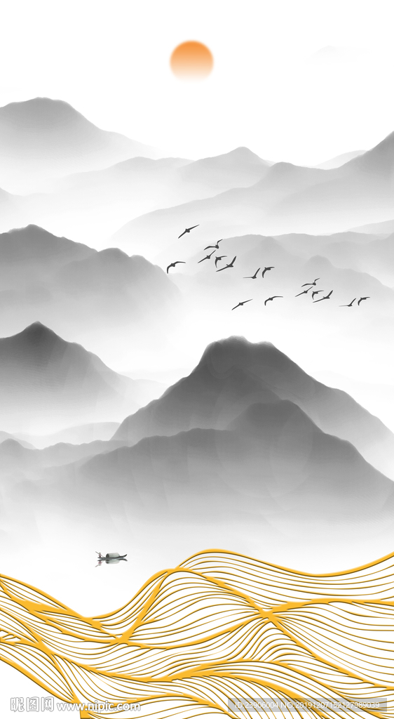 抽象线条山水背景