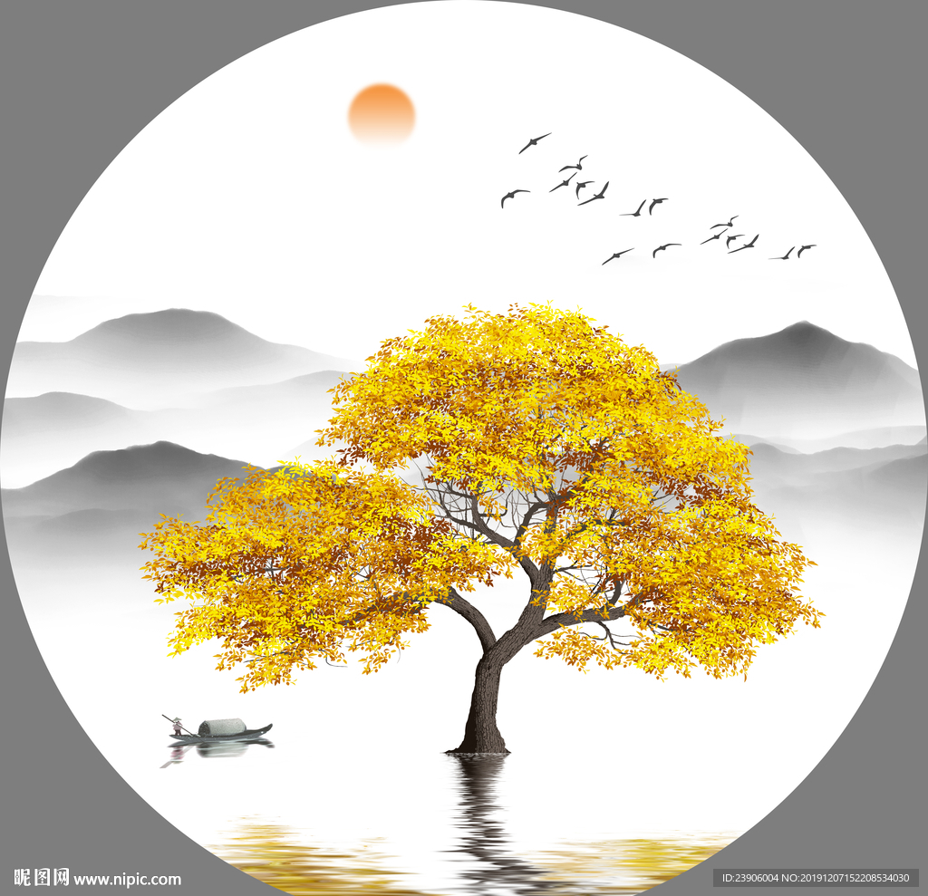发财树装饰画 现代轻奢装饰画