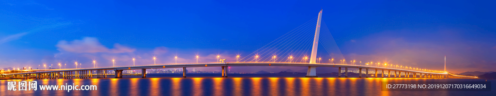 高清大画幅大桥夜景灯光风景图