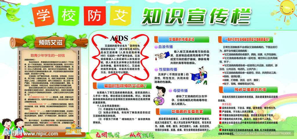 中学预防艾滋病宣传栏