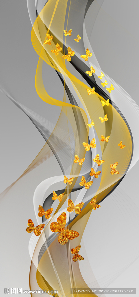 金色蝴蝶玄关背景墙