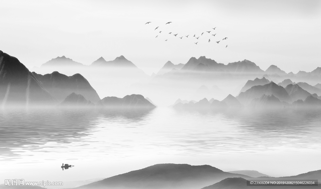 山水背景墙 山水壁画 高清山水