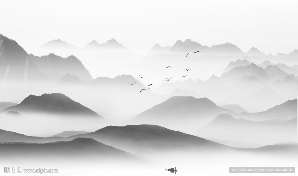 山水装饰背景墙 水墨山水