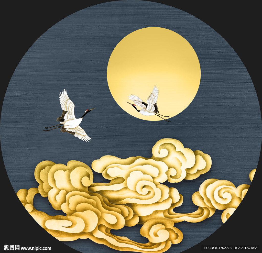 禅意祥云晶瓷装饰画 仙鹤祥云