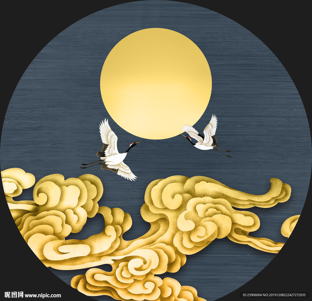 仙鹤祥云装饰画 古典装饰画