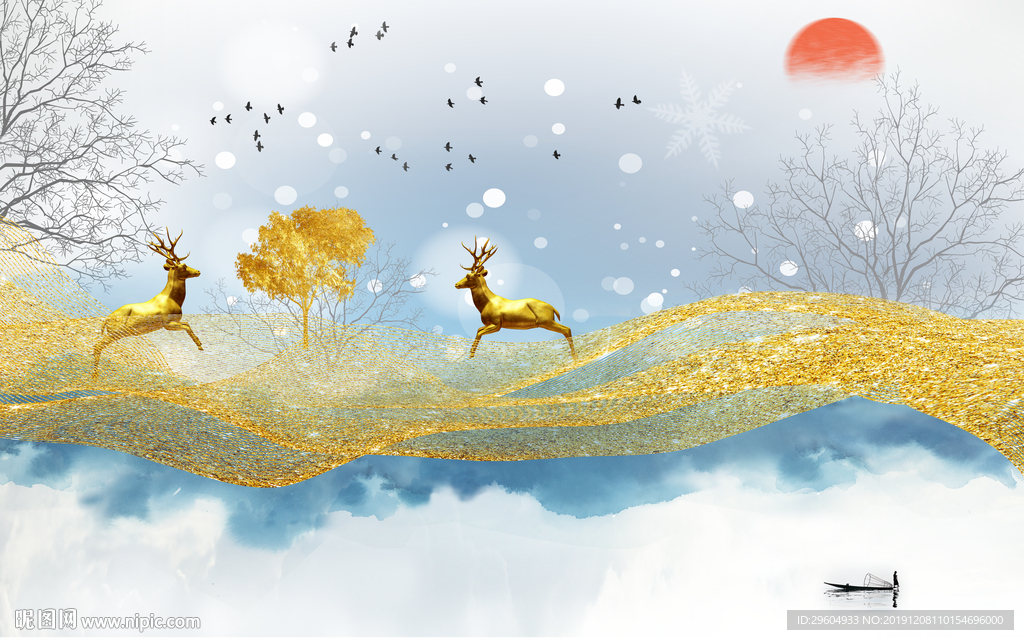 极品欧式背景墙画 TIF分层