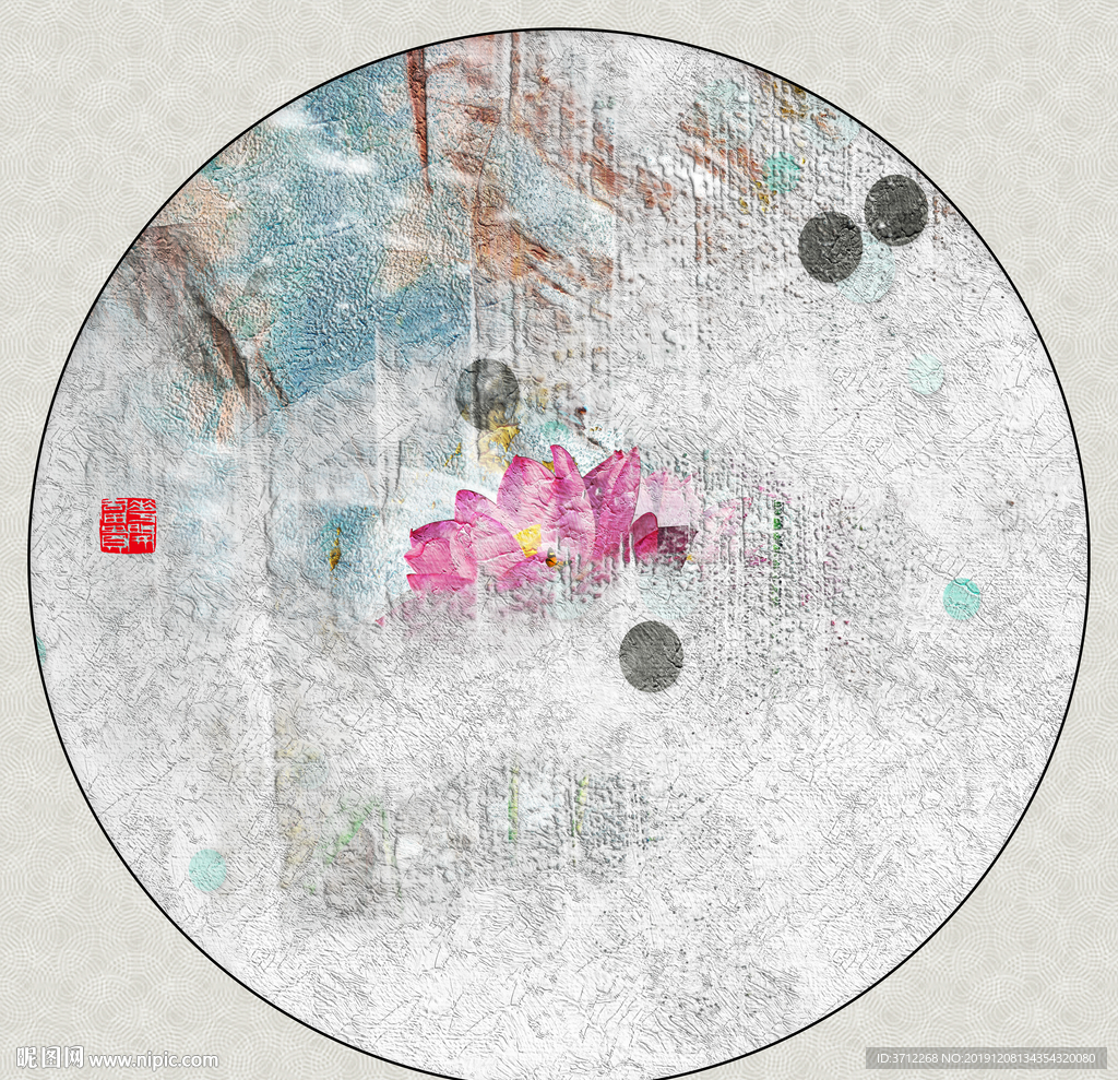 荷花壁画