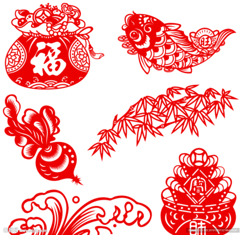 福字窗花剪纸元素