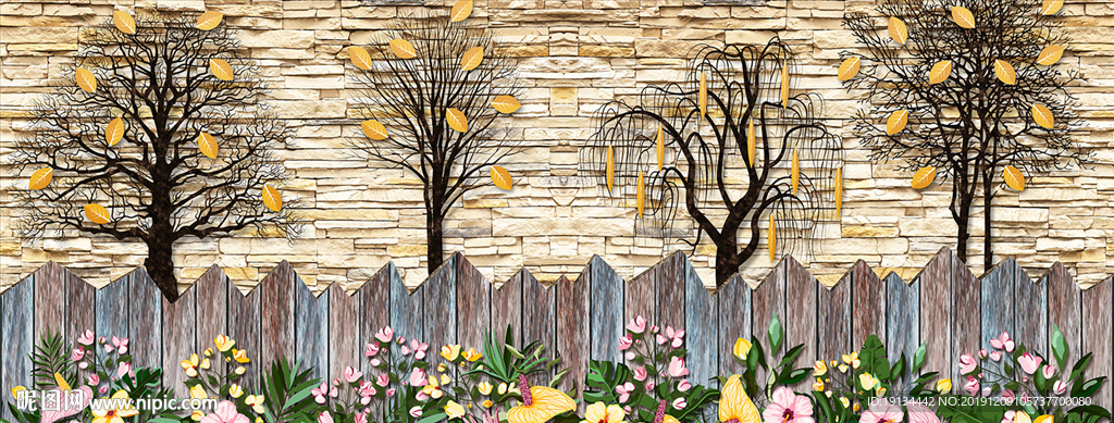 田园花卉全屋背景墙