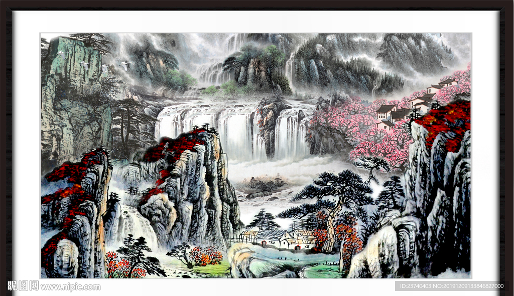 山水瀑布