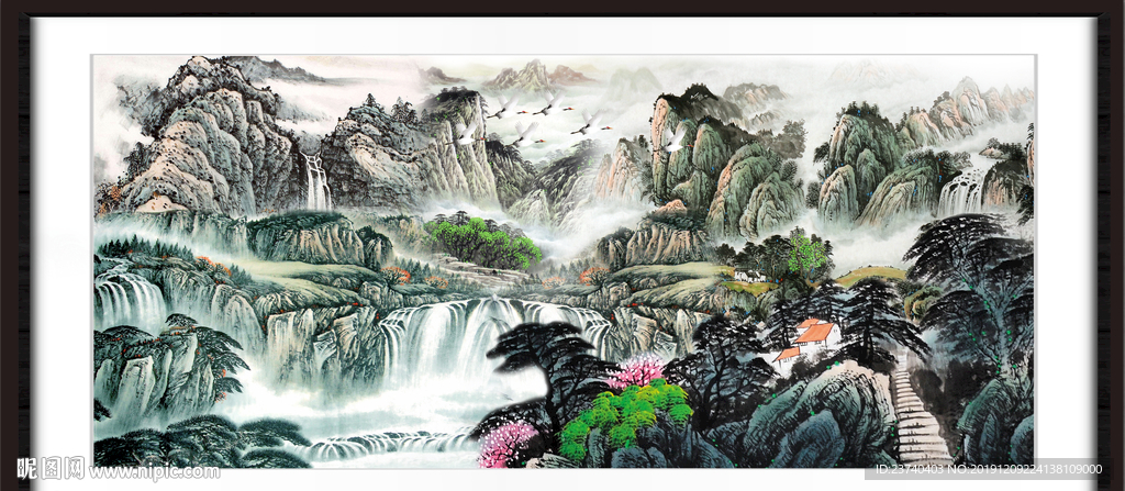 国画瀑布