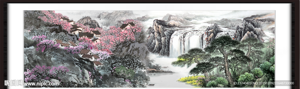 山水瀑布
