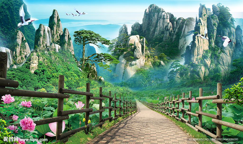 高清山水电视背景墙