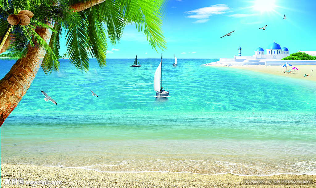 唯美爱琴海电视背景墙