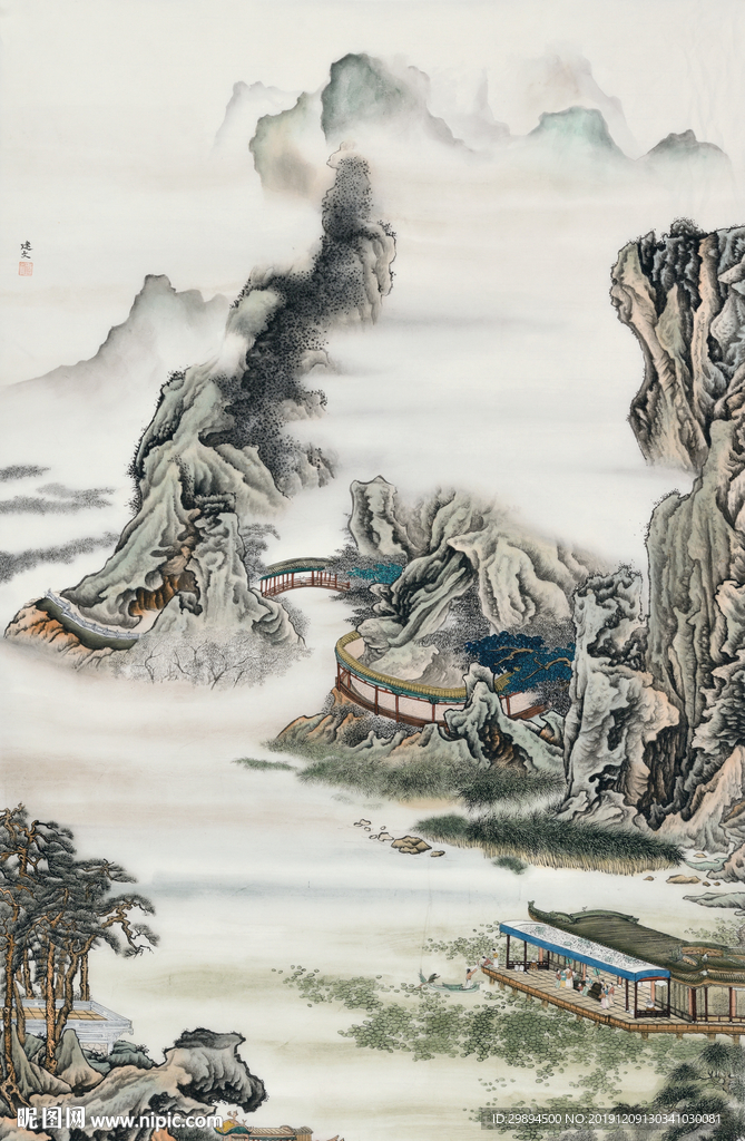 古典山水中式装饰画