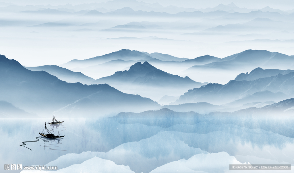 新中式水墨山水画