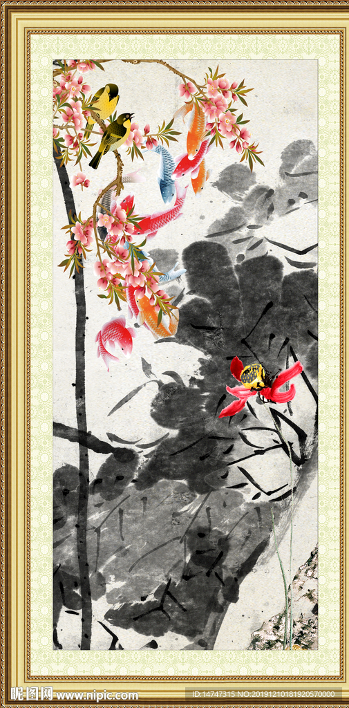 水墨荷花装饰画