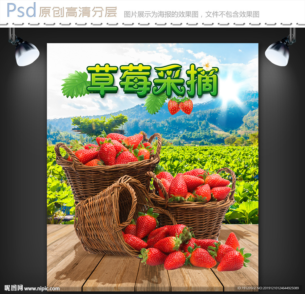 草莓采摘海报设计