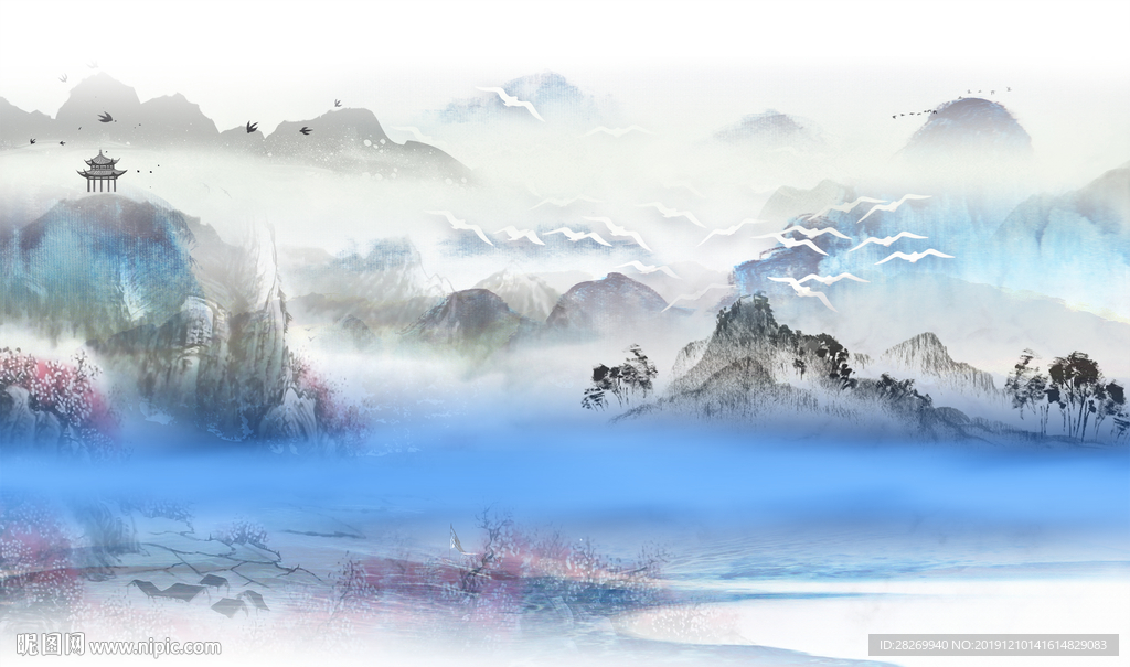 禅意水墨山