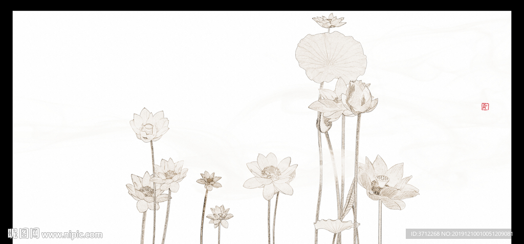 荷花无框画