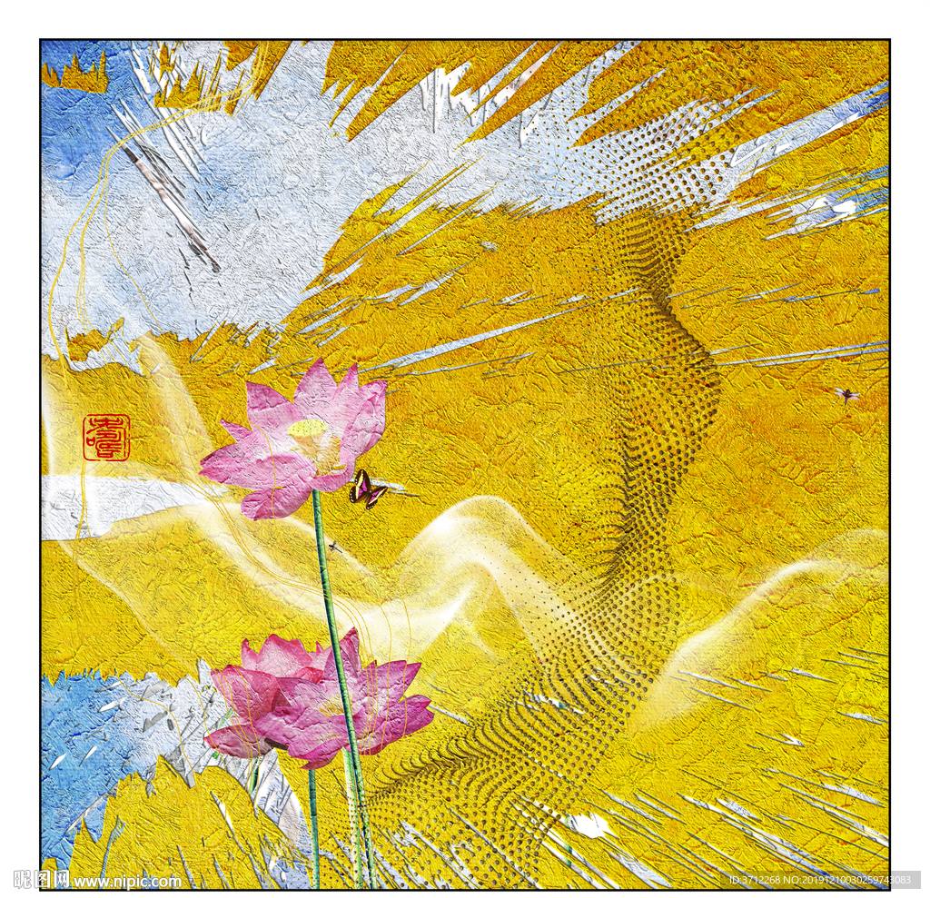 荷花风景画