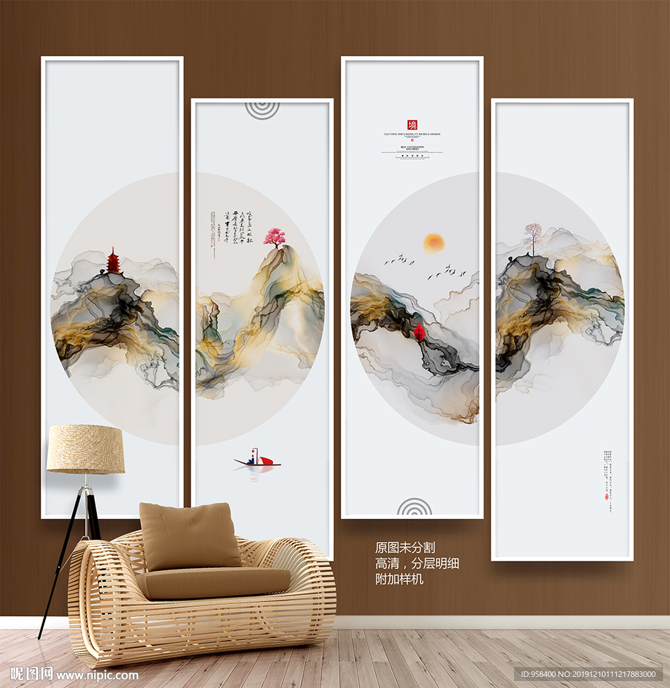 圆框画 新中式装饰画