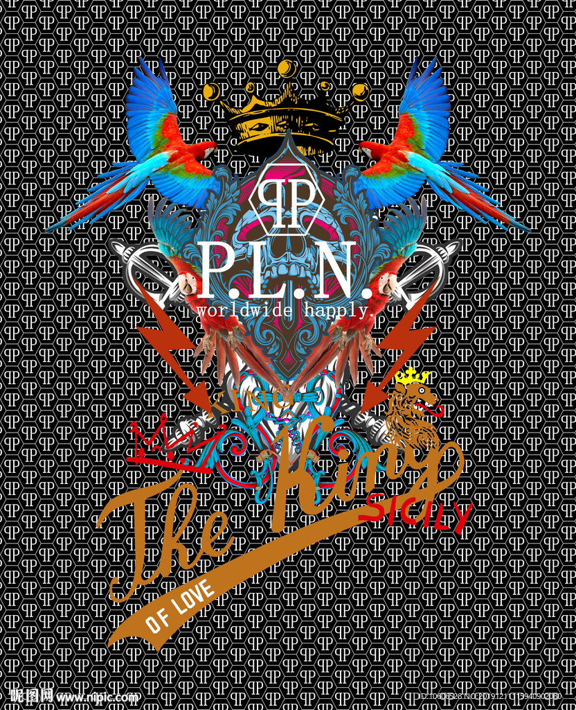 潮牌男装数码印花设计图案