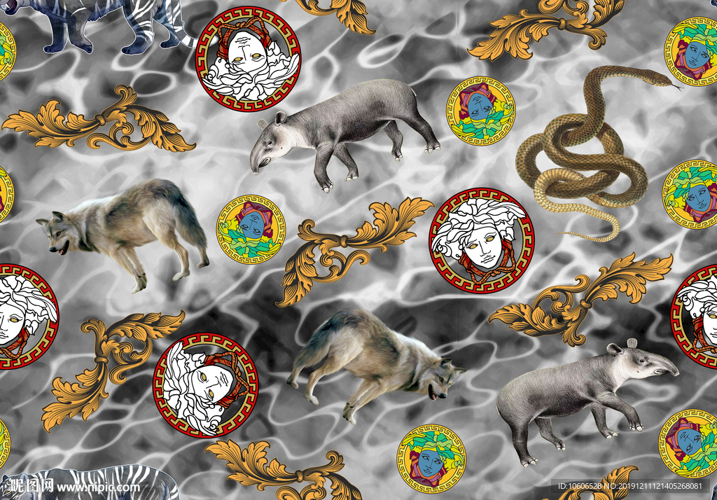 潮牌男装数码印花设计图案