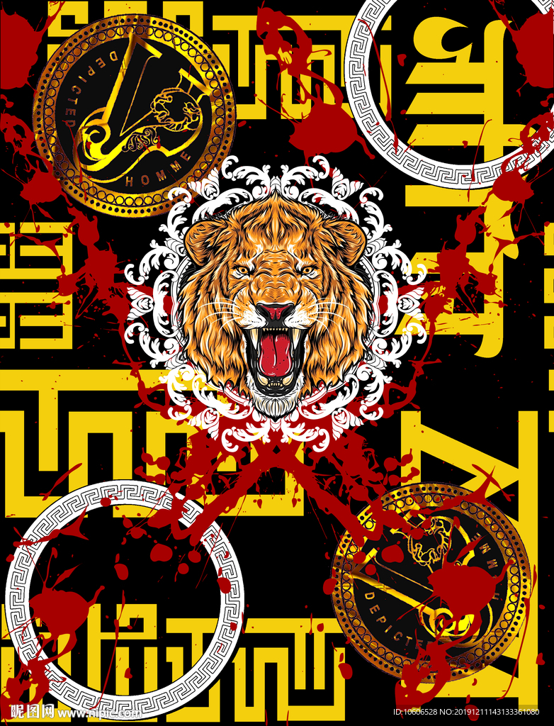 潮牌男装数码印花设计图案