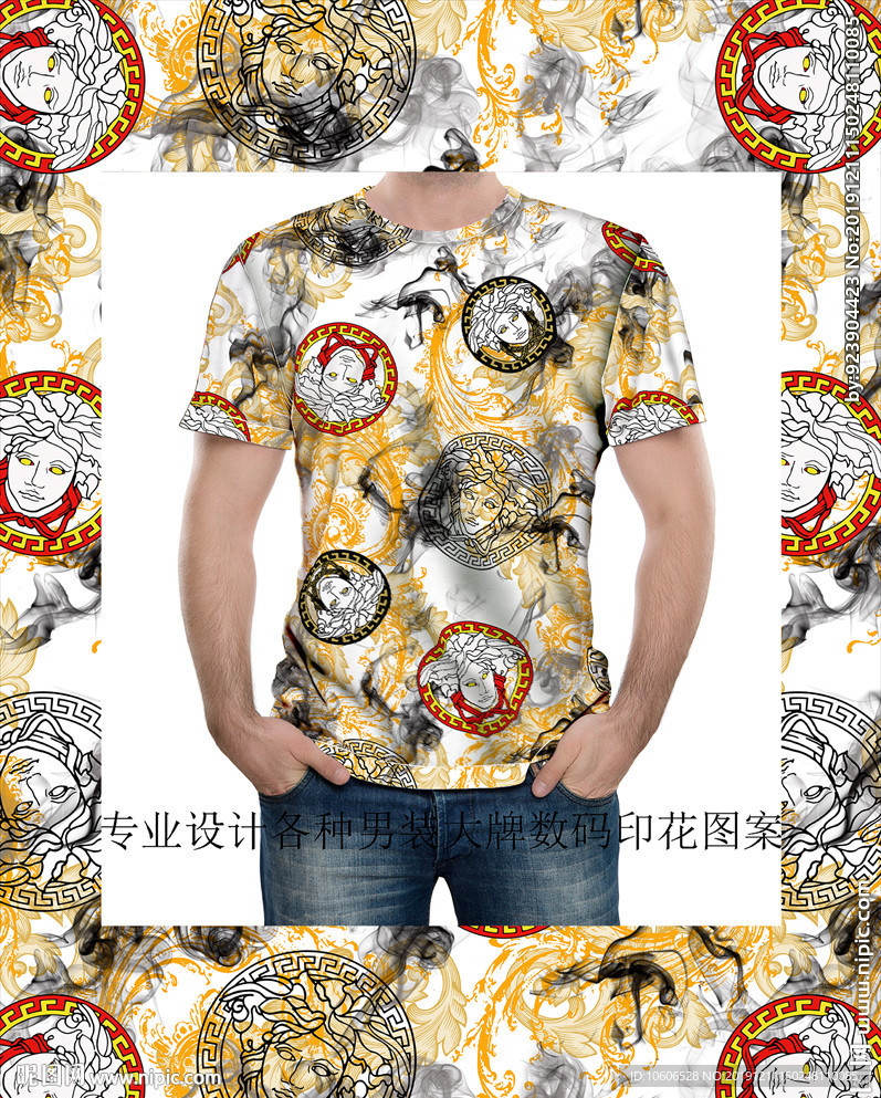 潮牌男装数码印花设计图案