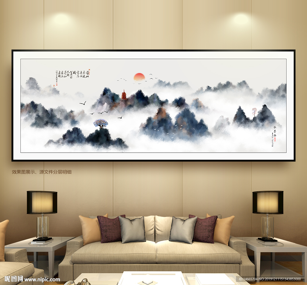 沙发背景墙 单幅无框画