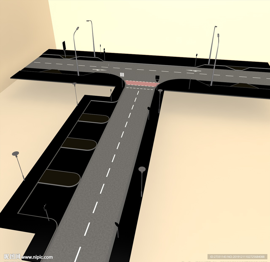 道路模型 绿化道路 鸟瞰模型