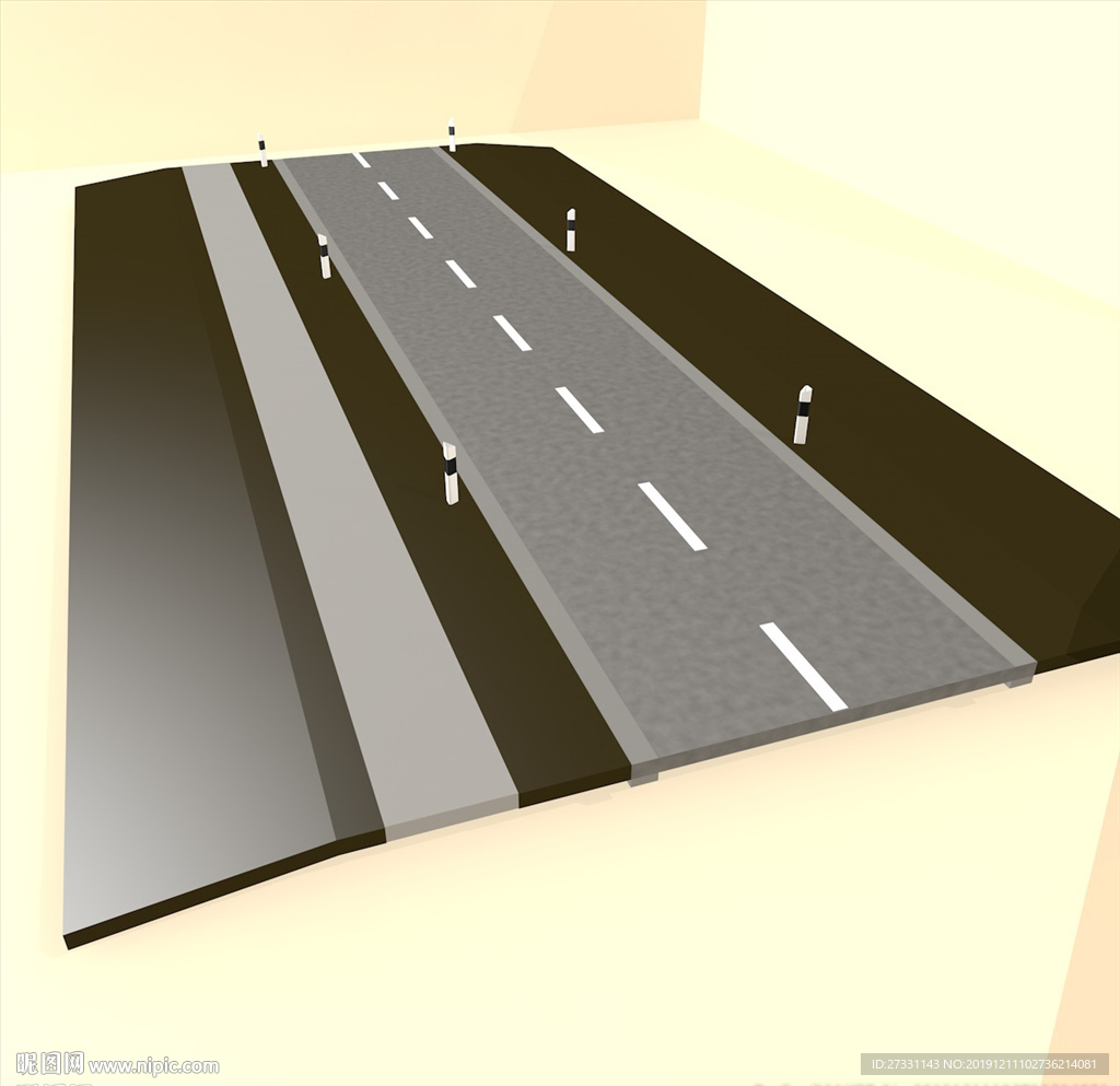 道路模型 绿化道路 鸟瞰模型