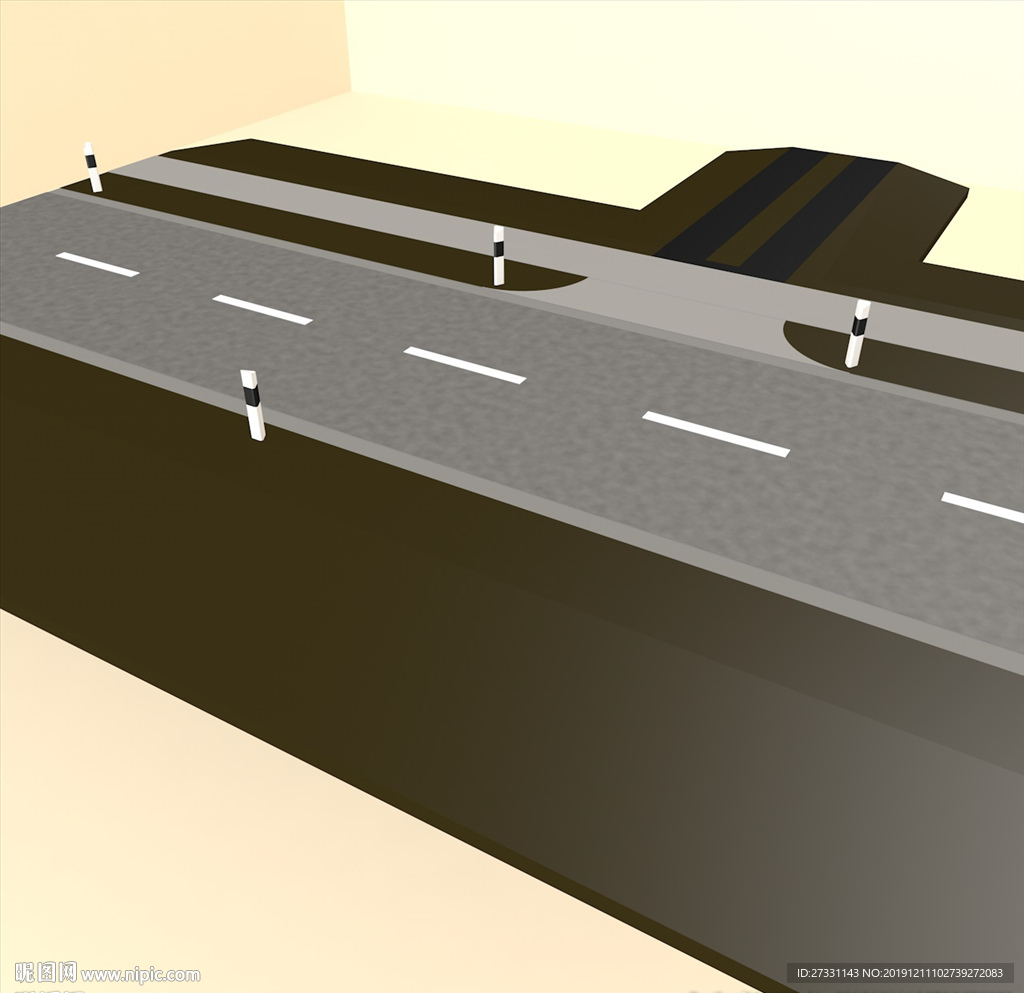 道路模型 绿化道路 鸟瞰模型