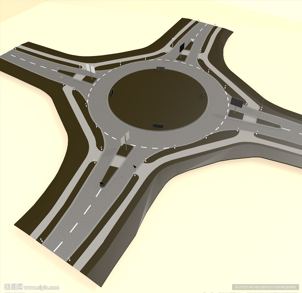 道路模型 绿化道路 鸟瞰模型