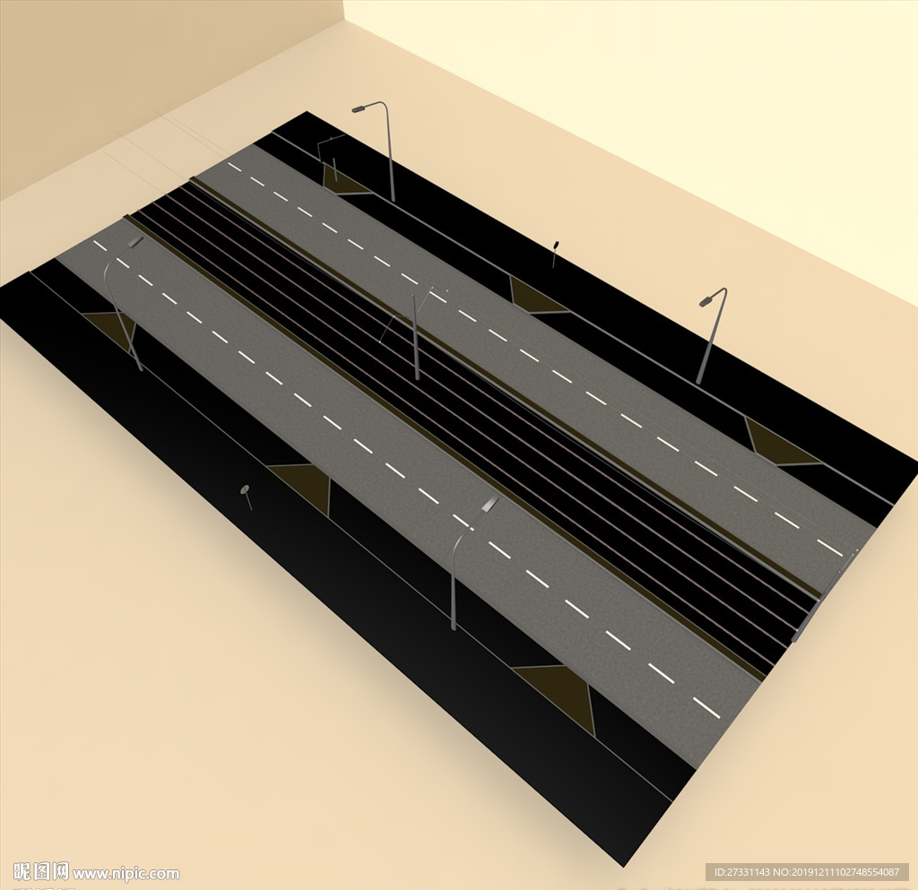 道路模型 绿化道路 鸟瞰模型