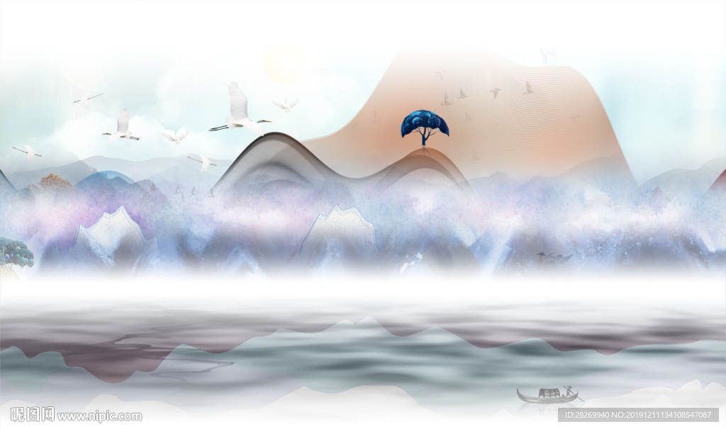 水墨山