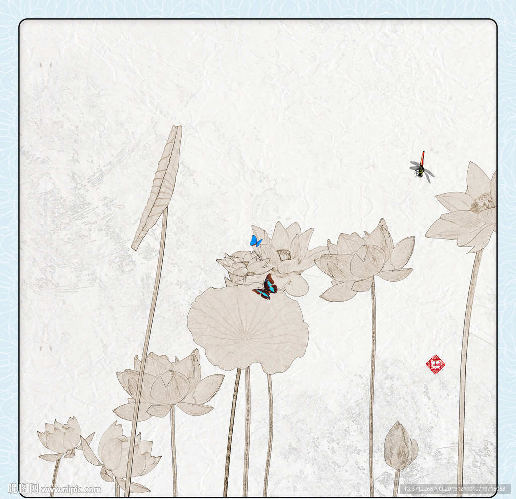 新中式荷花装饰画