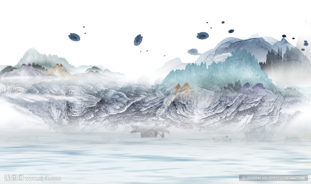 水墨山