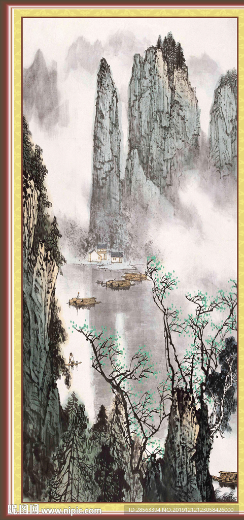 竖幅山水