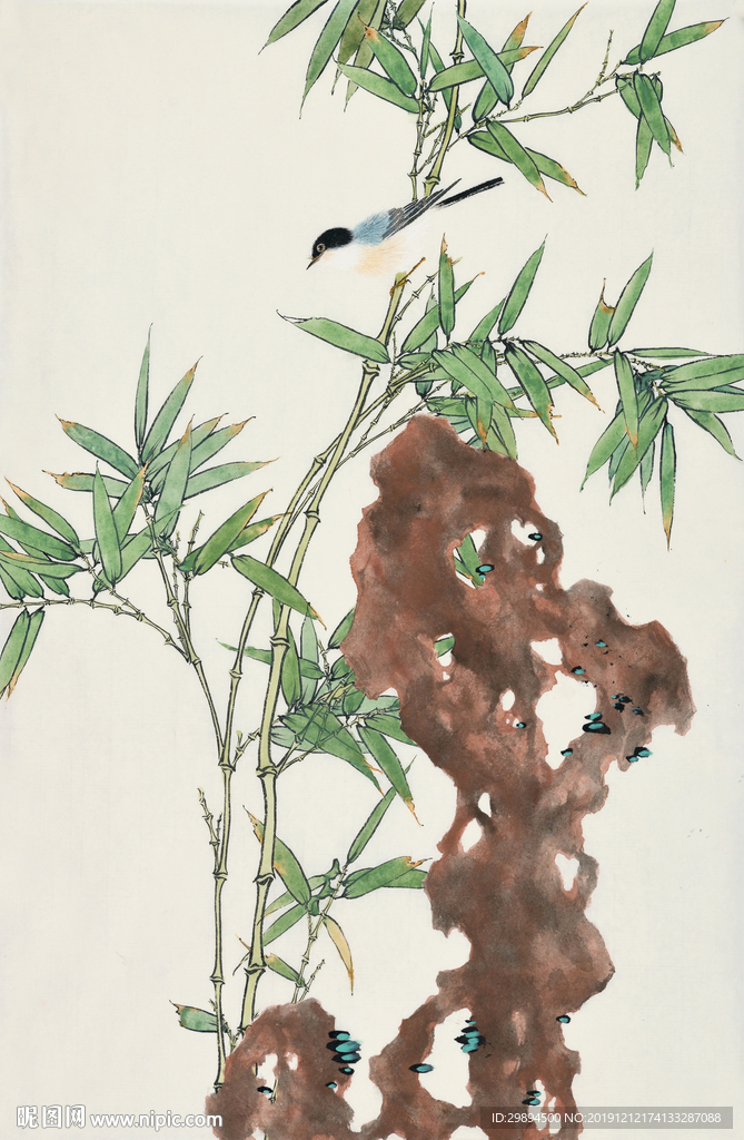 古典竹子喜鹊中式水墨装饰画