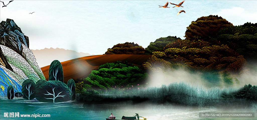 大江东去浪淘尽 背景画