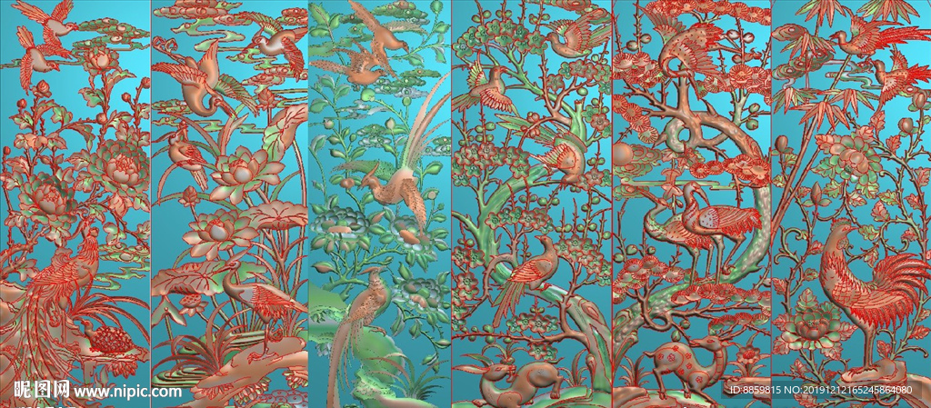 动物吉祥图屏风