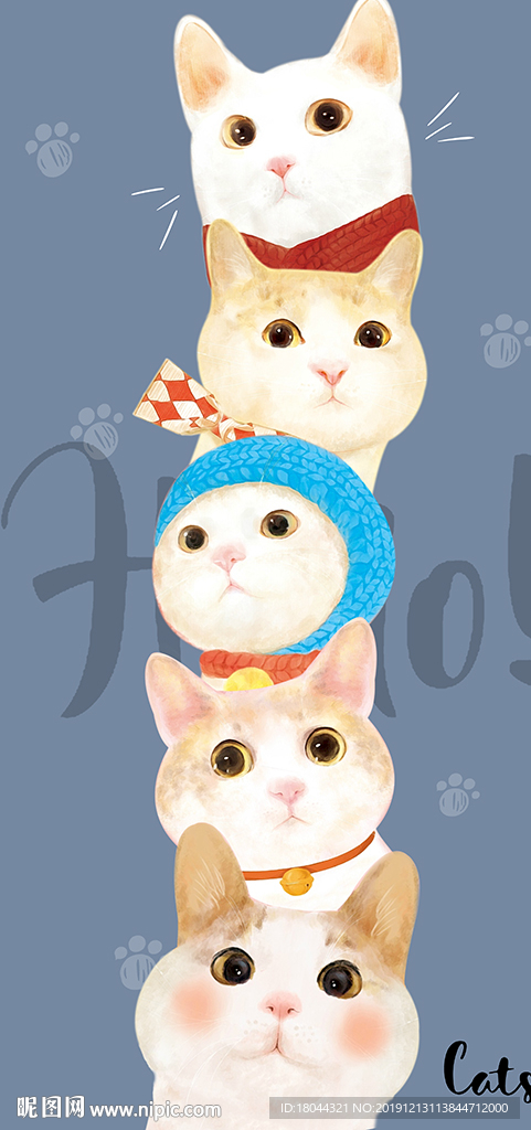 可爱卡通大眼萌猫咪装饰画玄关