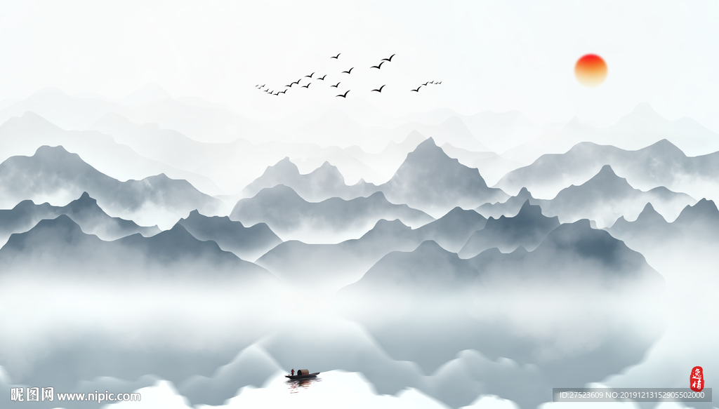 意境手绘山水图