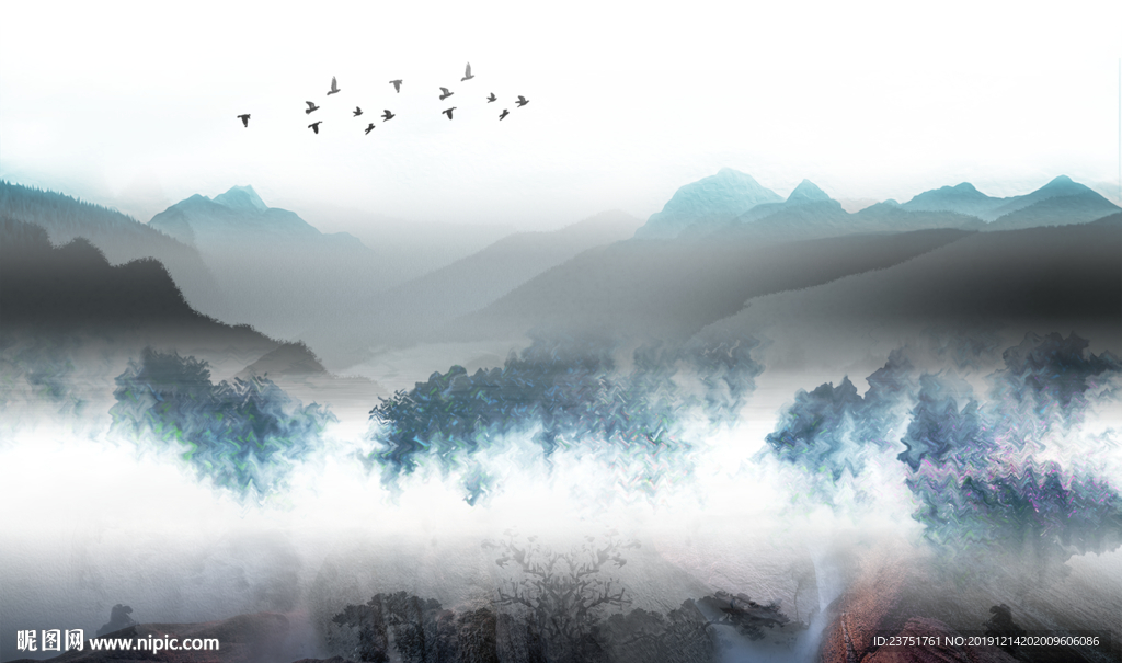 山水屏风